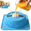 Slow Feeder Dog Bowl for Liquid Treats, Anti-Slip Lick Bowl, Bone Broth and Yogurt Puzzle Feeder, No Spill Pet Bowl Pup Lick Toy for Large Medium Small Dogs and Cats, Anxiety Relief, Blue