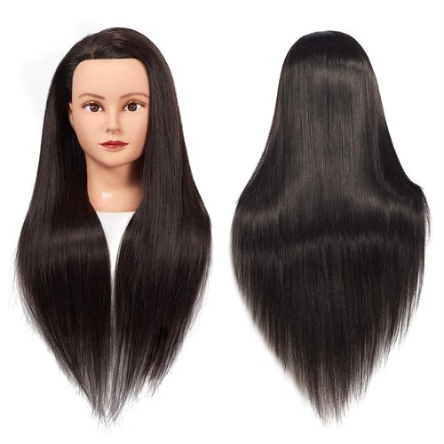 Headstar Mannequin Head 26-28" Synthetic Fiber Manikin Head Hairdresser Styling Training Head Training Model Cosmetology Doll Head Hair for Practice Cutting Braiding with Free Clamp Stand 7E6606LB0220