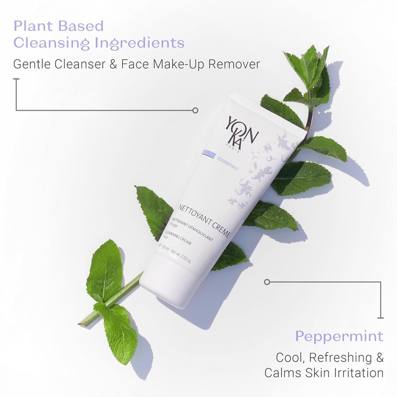 Yonka Nettoyant Creme - Cleansing Makeup Remover Cream with Calming Peppermint | 3.53 oz for Sensitive Skin