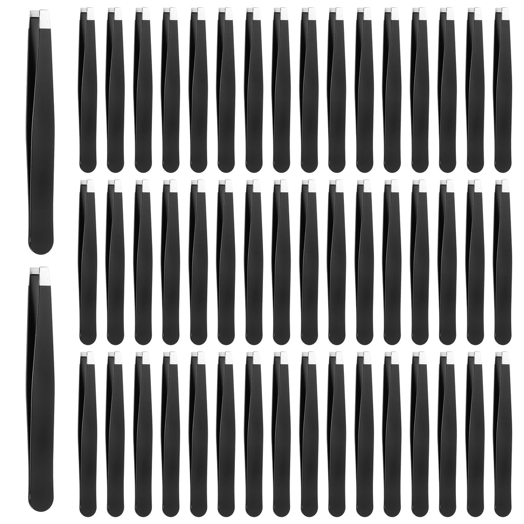 50 Pcs Eyebrow Tweezers Stainless Steel Slanted Tip Tweezers Inward Growing Hair Remover Eyebrow Precision Splinter Kit Suitable for Women and Men Leg Facial Skin
