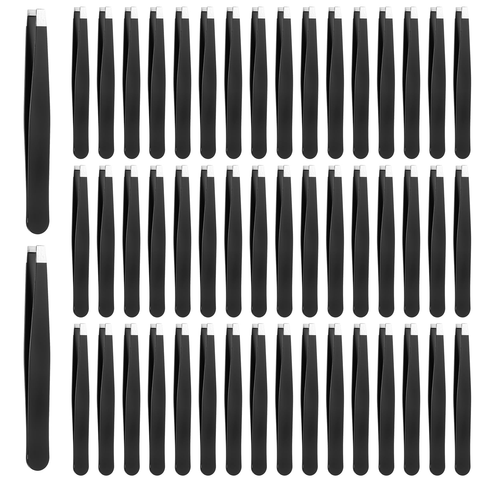 50 Pcs Eyebrow Tweezers Stainless Steel Slanted Tip Tweezers Inward Growing Hair Remover Eyebrow Precision Splinter Kit Suitable for Women and Men Leg Facial Skin