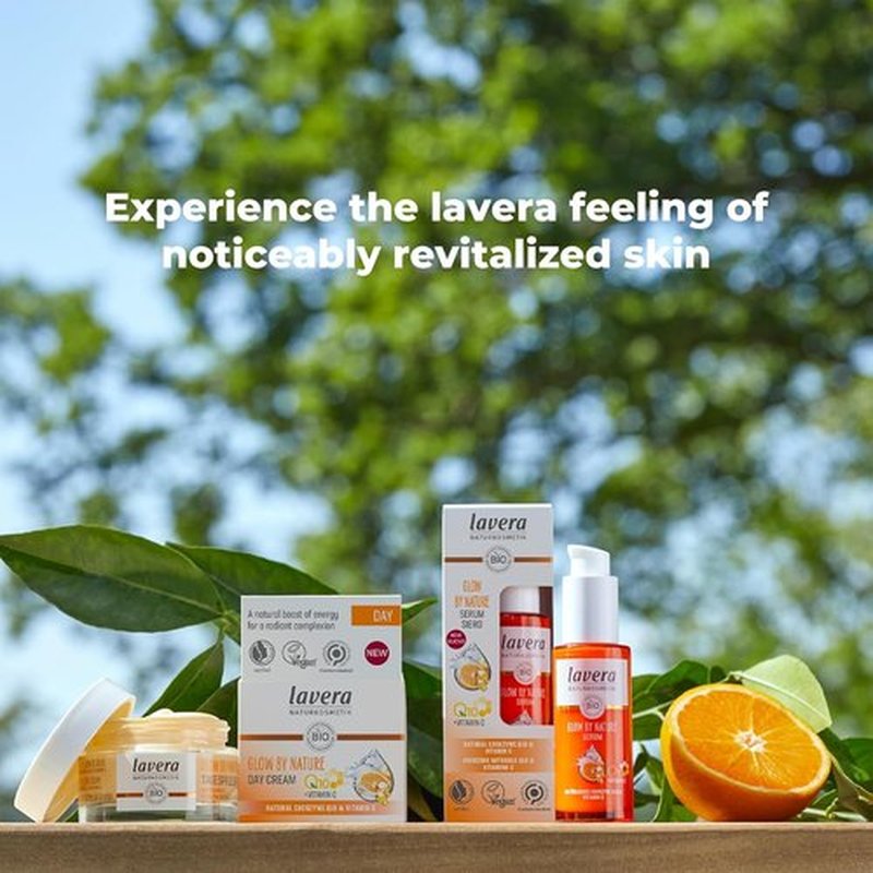 Lavera Glow by Nature Serum - Q10 & Vitamin C Face Serum for Radiant Skin - Vegan & PETA Certified - 1 Fl Oz