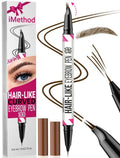iMethod Curved Eyebrow Pen - Eyebrow Pencil, Brow Pencil 2-in-1 Dual-Ended Microblading Eyebrow Pen with Curved Tip and Precise Brush-Tip for Natural Hair-Like Brows, Last All-Day, Dark Brown