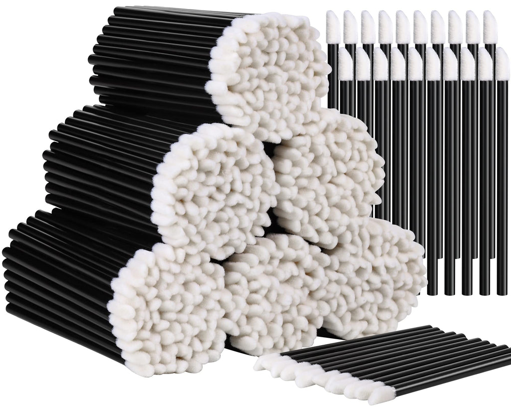 Teenitor 600 Pcs Lip Applicators Disposable Lip Wands, Lipstick Applicator Testers Lint Free Makeup Applicators, Lip Brushes Wands Makeup Tools Black