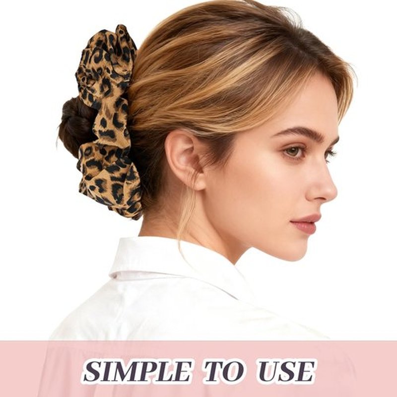 JIRIS 2Pcs Big Leopard Hair Scrunchies for Women, Fashion No Crease Hair Ties for Thin Thick Hair,Soft Hair Bands No Damage for Girls, Ideal Gifts for Women (Set 13)