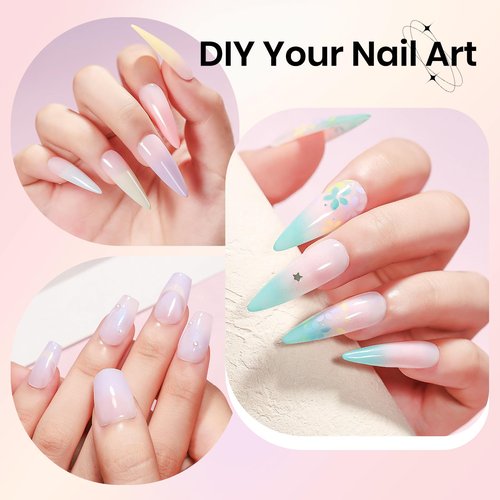 SUPWEE Gradient Painting Pat Gel Kit,12 Colors Ombre Gel Nail Polish Aura Nails French Manicure Drawing Gels Long-lasting Soak Off with 100Pcs Nail Sponges & Grabbing Pen & Palette (Pastel Colors)