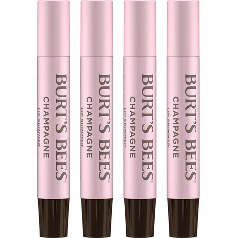 Burt's Bees Shimmer Lip Tint Set - Moisturizing Tinted Lip Balm Sticks for All-Day Hydration | Champagne (4-Pack)