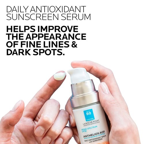 La Roche-Posay Anthelios AOX Daily Antioxidant Serum - SPF Face Moisturizer with Vitamin C & E for Sensitive Skin
