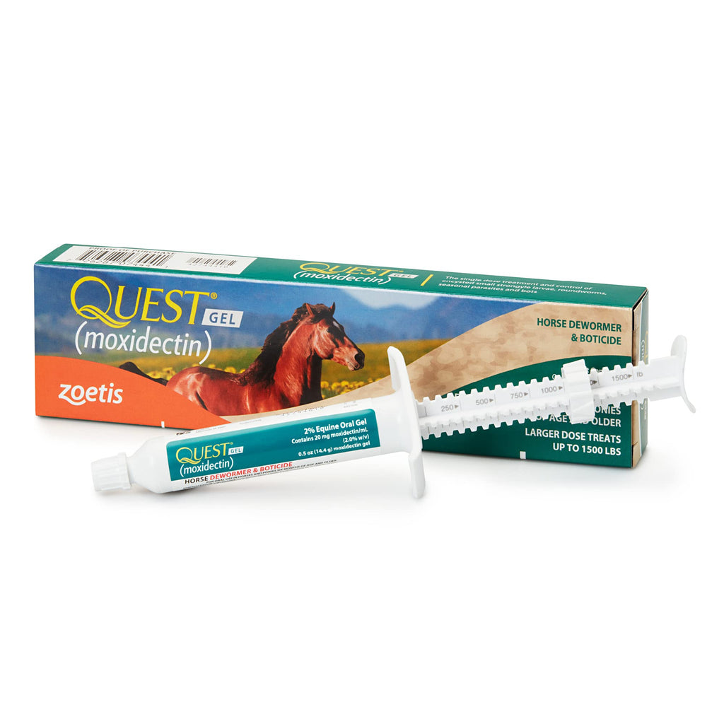 Quest Gel Moxidectin Horse Dewormer, Early Grazing Season recommended for Horses and Ponies 6 months and older, 0.5oz Sure-Dial Syringe