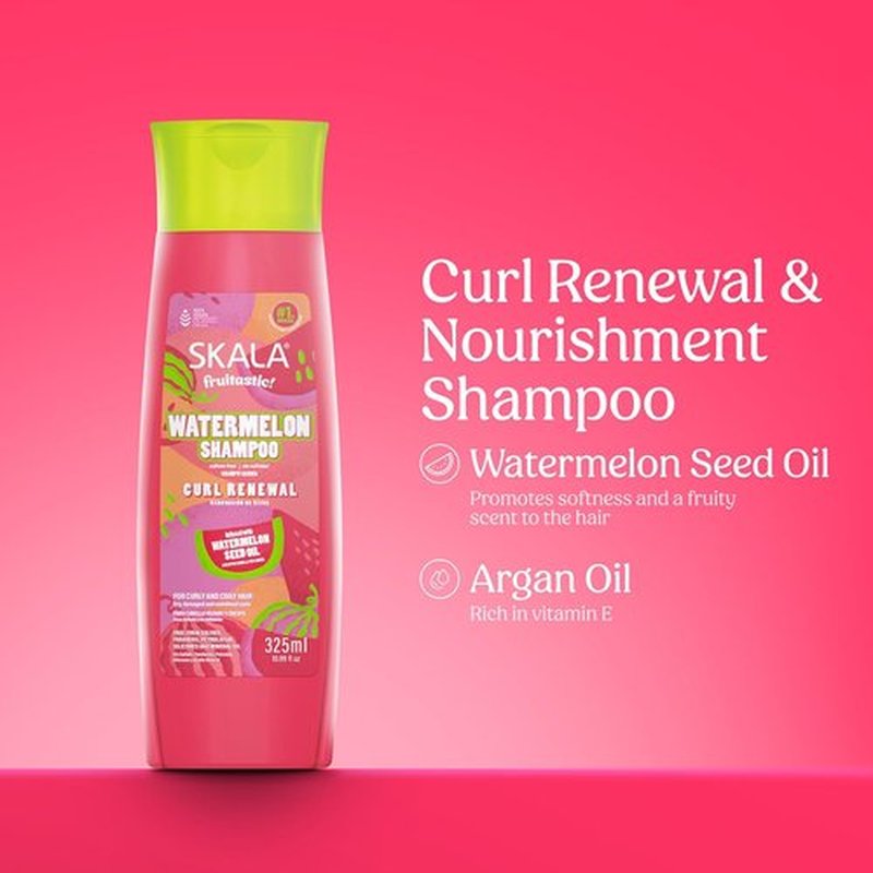 SKALA Watermelon Shampoo - Vegan Hydrating Formula with Watermelon Seed Oil & Vitamin C | 325 mL for Curly & Coily Hair