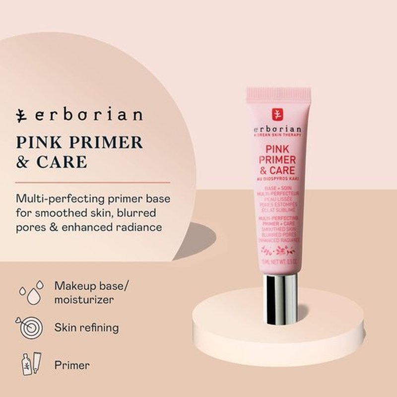 Erborian Pink Primer & Care - Multifunctional Pore-Blurring Cream & Hydrating Makeup Base | Moisturizing & Smoothing Effects