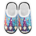 Dussdil Snowflakes Gnomes House Slippers Blue Snow Glitter Home Spa Slippers Memory Foam Closed Toe Slipper Non Slip for Hotel Bedroom Travel Shoes Women Men M