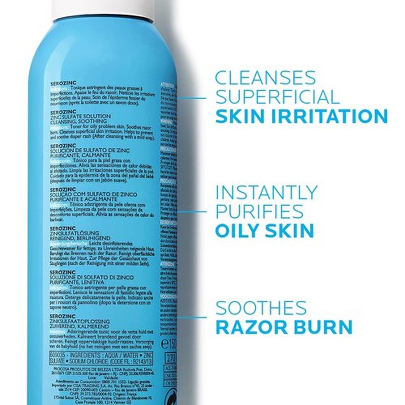 La Roche-Posay Serozinc Face Toner - Mattifying Zinc Spray for Oily Skin, 5 Fl Oz | Alcohol-Free Acne Control