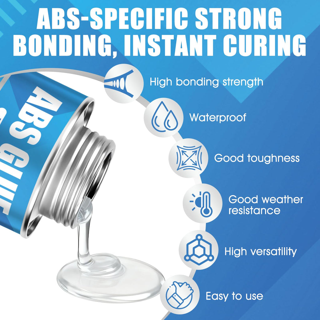 kuailaya ABS Glue, Glue for Plastic ABS Cement High Bonding Strength Waterproof High Versatility for Bonding PP ABS PVC Acrylic Miniatures Model Craft and Other Plastic, 120ml