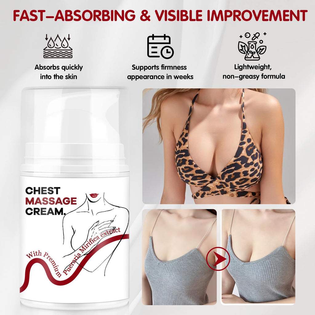 Breast Enhancement Cream, Nourishing Firming Cream for a Smoother, Fuller Look, Hydrating Formula for Daily Bust Care, 1.76 fl oz