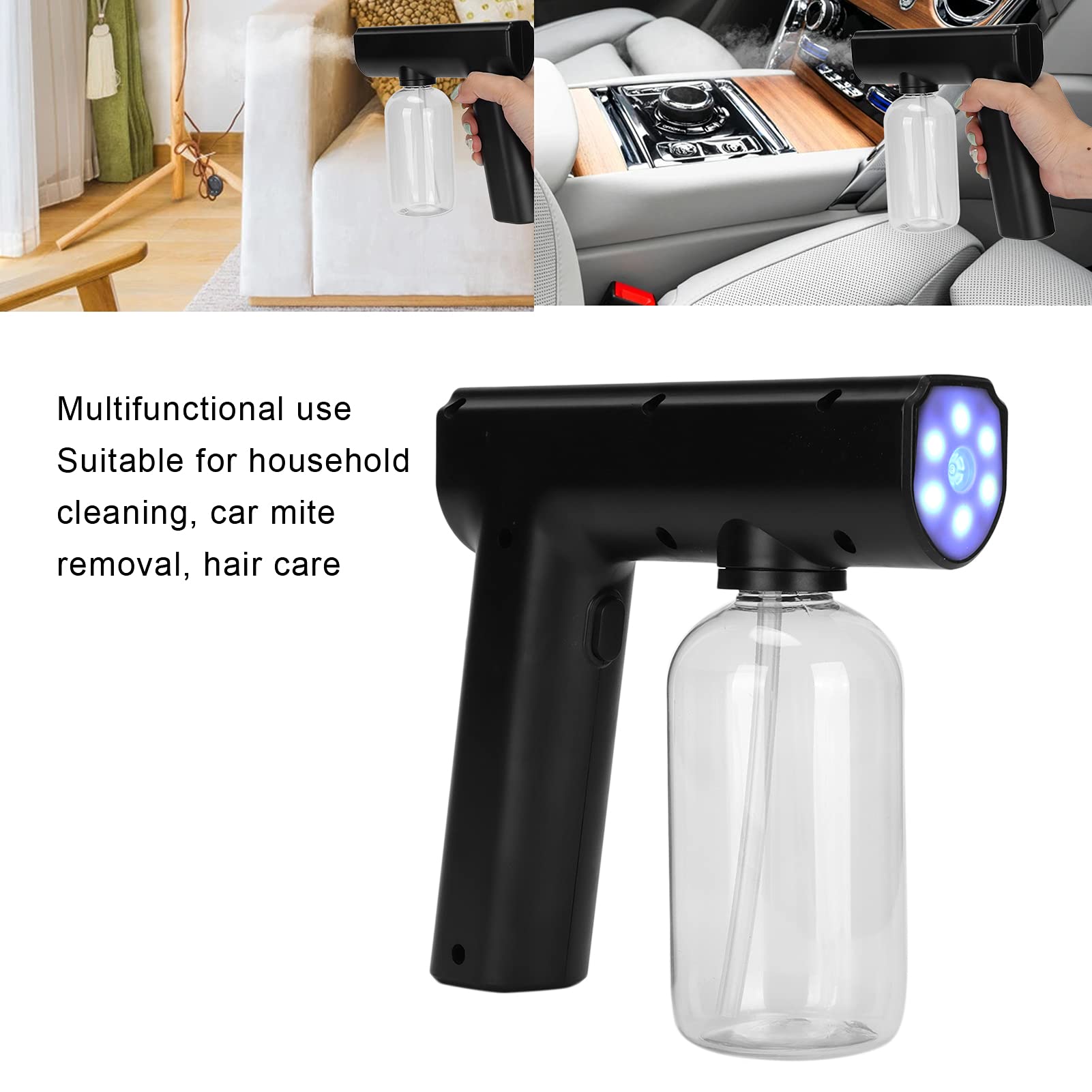 Portable Electric Mist Sprayer Gun - Multifunctional Nano Fogger for Cleaning & Hydration (Black)