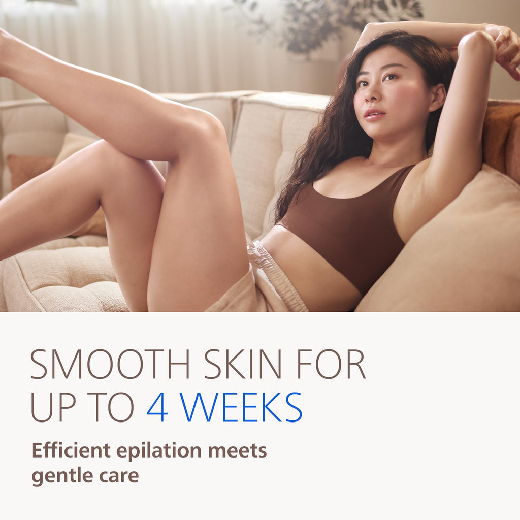Philips Epilator Series 8000 - Cordless Wet and Dry Electric Epilator, Hair Removal for Legs and Body, with ProGuide, 3 Accessories, 60 min. Runtime, Model BRE708/00