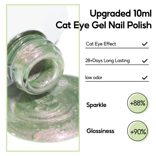 PEACECOLOR Cat Eye Gel Nail Polish Set, 6 Colors Glitter Red Green Purple Nude Sparkle Gel Polish Set Soak Off U V Lamp Magnetic Nail Polish Kit Gifts for Women DIY Home Salon