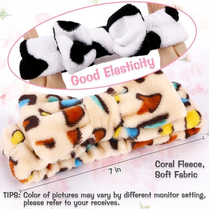 6 Pack Spa Headband for Women Skincare Makeup Headband Soft Coral Fleece Bow Hairband Party Favors Goody Bag Stuffers Christmas Stocking Stuffers for Woman Teen Adult Spa Gifts For Women Gifts