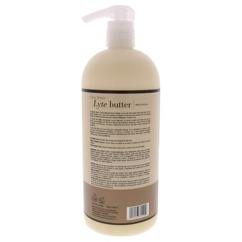 Cuccio Naturale Lyte Ultra-Sheer Body Butter - Deep Hydration & Repair for Dry Skin - Milk & Honey - 32 Oz