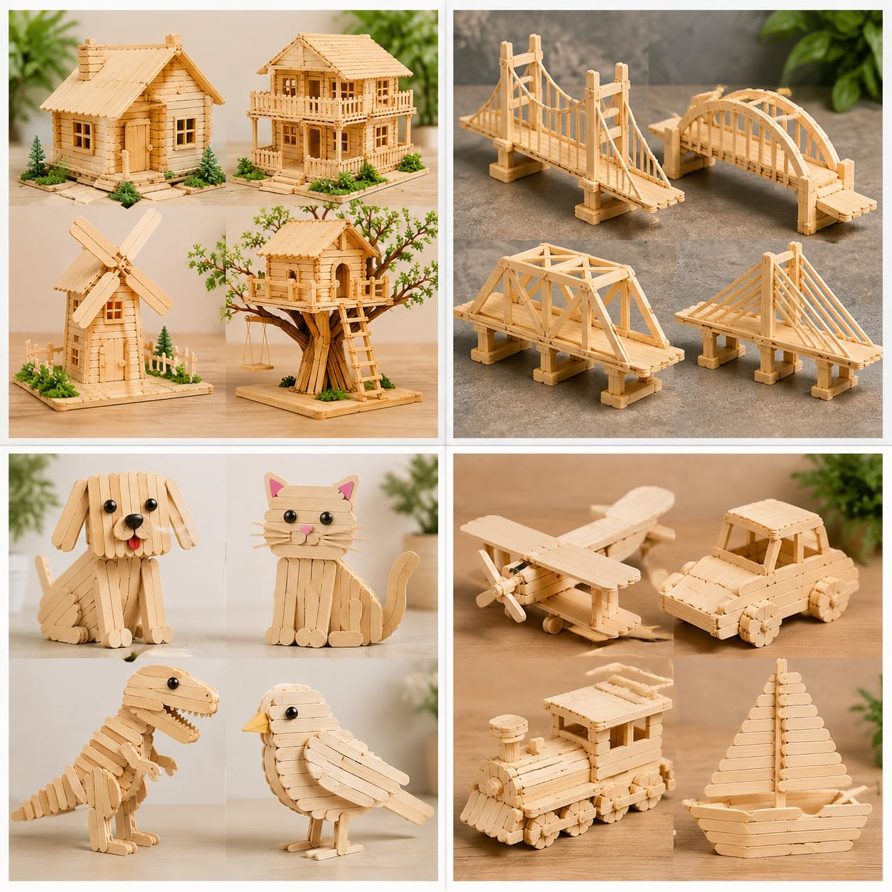 1200 Pcs Natural Wooden Craft Sticks, 4.5 Inch Craft Sticks for DIY