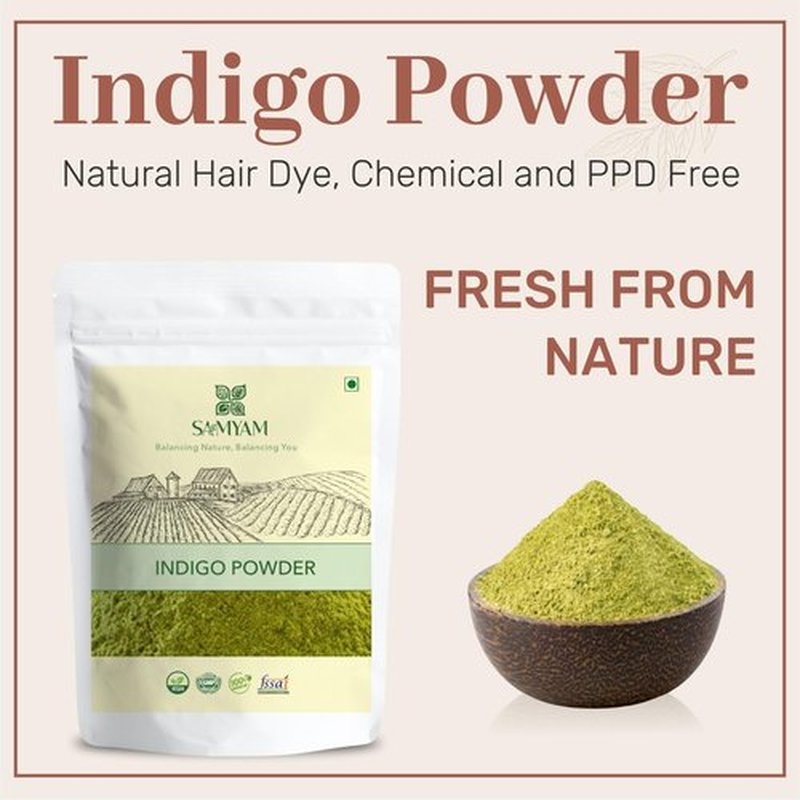 SAMYAM Natural Indigo Powder - 200g (7 oz) | Natural Hair Dye, Chemical and PPD Free