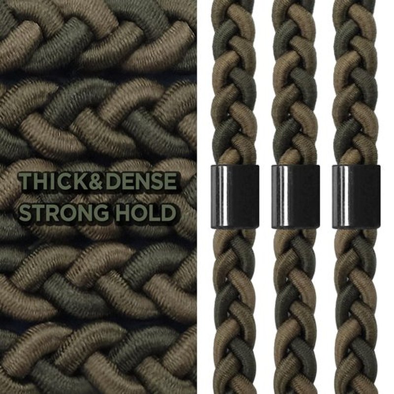 HAVHAF Braided Mens Hair Ties For Men 5 pcs(XL) - For Buns Curly Thick Dense Hair Elastic Hair Ties For Guys | No damage Crease Breakage Man Bun Hair Tie Men with Long Hair | Perfect hairtie(Camo)