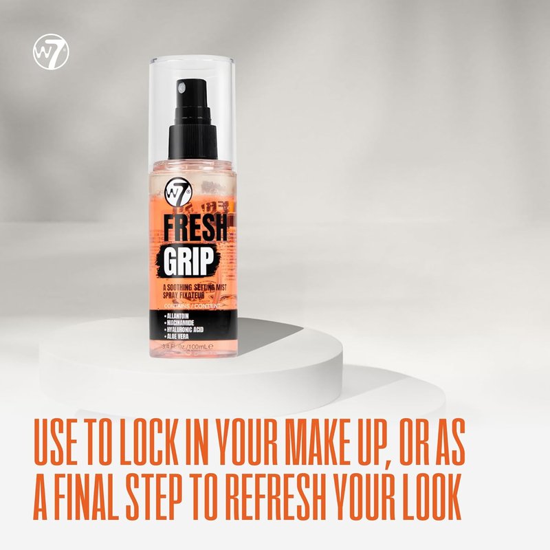 W7 Fresh Grip Setting Spray - Hydrating Bi-Phase Formula with Hyaluronic Acid & Vitamin E | 3.38 fl oz