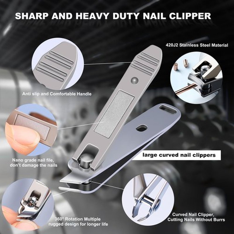 Nail Clipper Set with Disinfection Rechargeable Storage Box 6Pcs Manicure Pedicure Kit Stainless Steel Nail Grooming Tools Fingernail and Toenail Clipper Cutters Perfect Gifts for All Genders