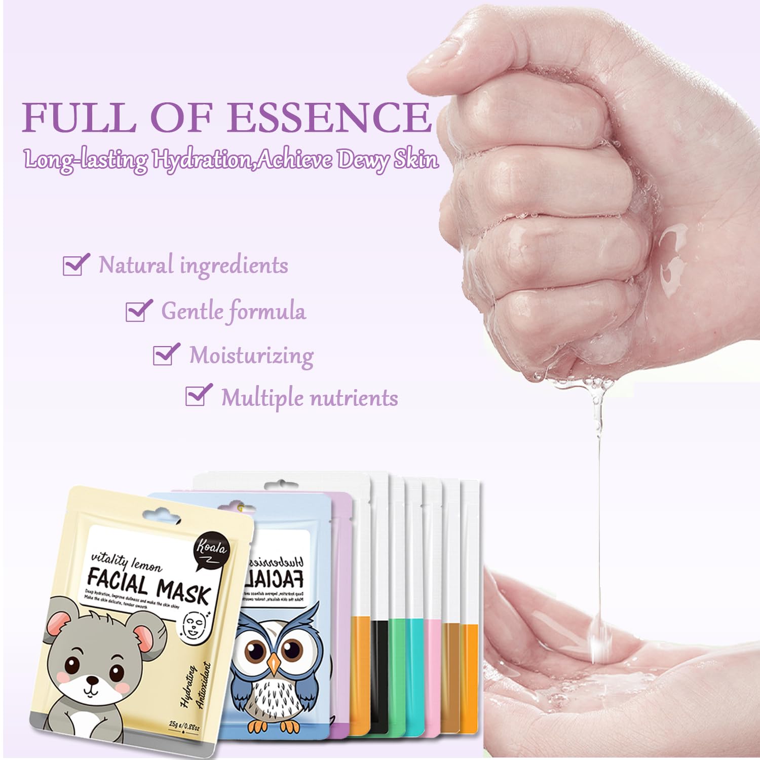 Aaiffey 10 Pack Kids Face Mask Spa,Animal Character Sheet Facial Mask for Kids Skin Care Deep Hyrating,Girls Night Party Face Mask Set for All Skin Types,Birthday Christmas Gifts