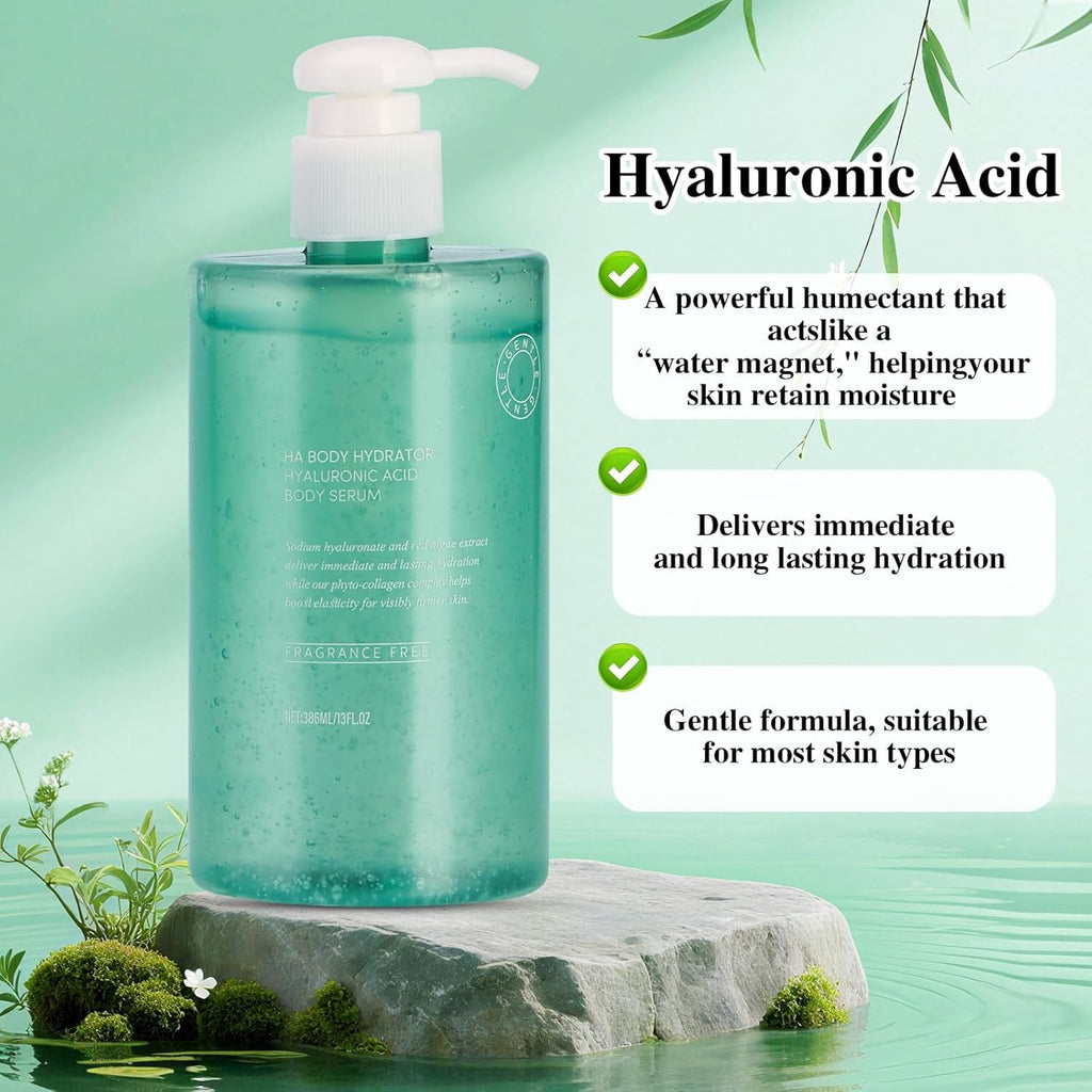 Body Hydrator Hyaluronic Acid Body Serum for Dry Skin, Body Lotion with Red Algae Extract, Long-Lasting Moisturizing, Rich Yet Non-Greasy Moisturizer for Men & Women