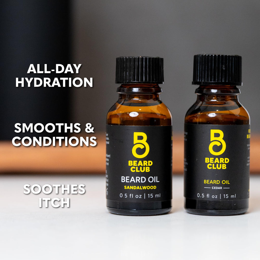 The Beard Club Cedar & Sandalwood Beard Oil Duo for Men, 2 Pack