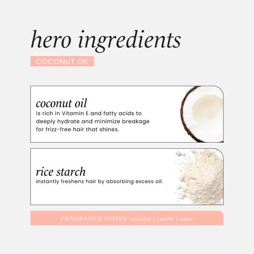 HASK Coconut Oil Nourishing Dry Shampoo – Absorbs Oil, Adds Volume & Light Texture, Nourishes Hair, No Sulfates or Parabens, Cruelty-Free – 8.1oz
