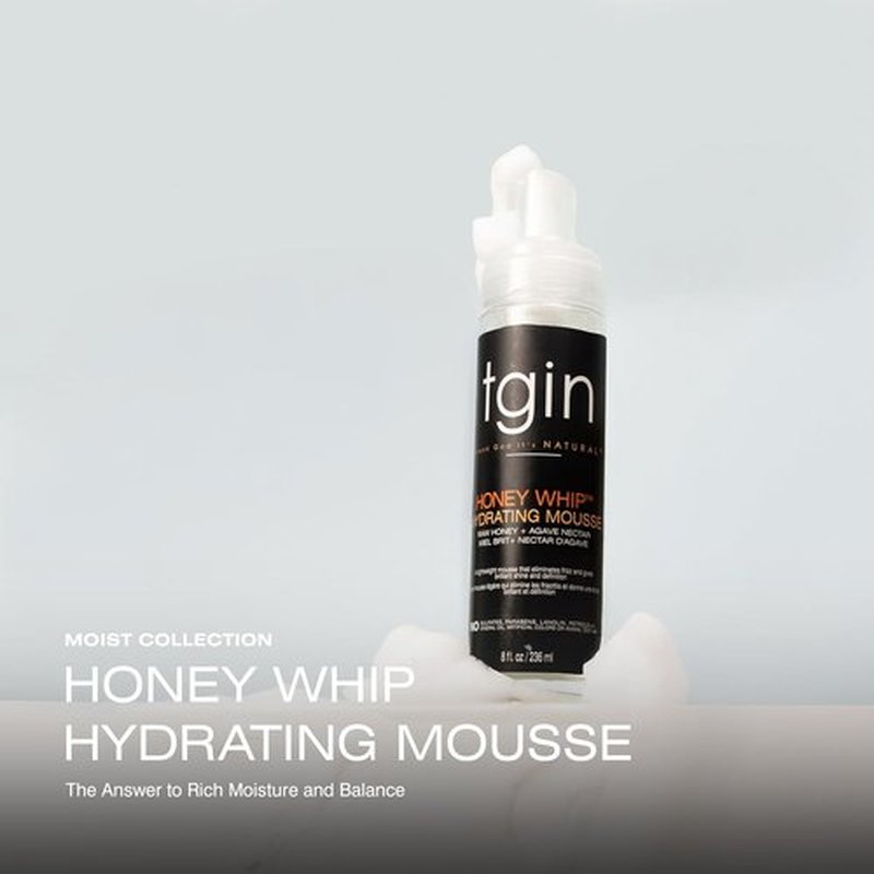 TGIN Honey Whip Hydrating Mousse - Nourishing Formula for Natural, Curly Hair - 8 Oz
