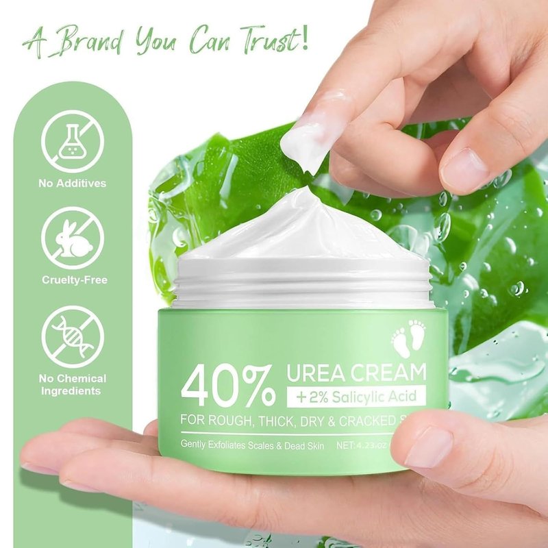 Urea Cream 40 Percent Plus 2% Salicylic Acid, 40% Urea Cream Suitable for Rough and Cracked Skin on Heels Ankles and Knees Deeply Moisturize Exfoliate Soften and Loosen Dry Callused Skin-4.23 Oz(120g)