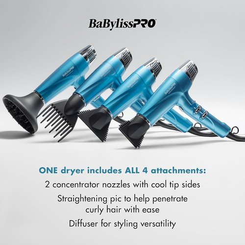 BabylissPRO Nano Titanium Hair Dryer - 1875-Watt Professional Blow Dryer | Lightweight & Ionic Technology for Faster, Frizz-Free Drying