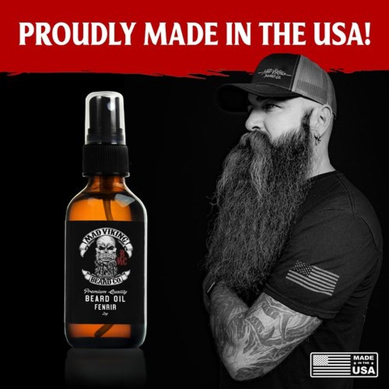 Mad Viking Fenrir Beard Oil - Naturally Hydrate & Soften Your Beard | Bold Neroli, Rum & Tobacco Scent - 2oz