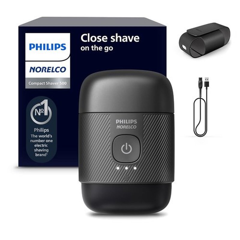 Philips Norelco Shaver 500 Series - Compact Electric Shaver with Lift & Cut System, Steel Blades, Wet & Dry Use