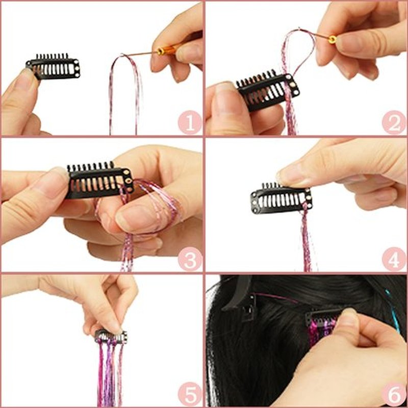 Hair Tinsel Kit (48 Inch, 18 Colors, 7200 Strands), Glitter Tinsel Hair Extensions with Tools - Fairy Hair Tinsel Heat Resistant Accessories for Women Girls Kids