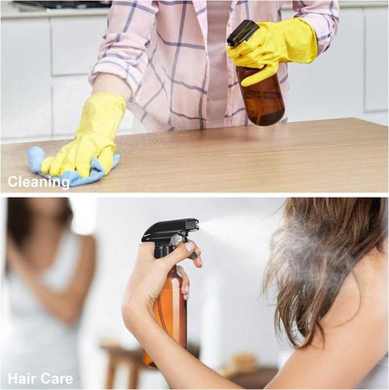 Skiennix Plastic Spray Bottles - 16.9 Oz Heavy Duty Mist & Stream | 2-Pack for Cleaning, Hair, Plants