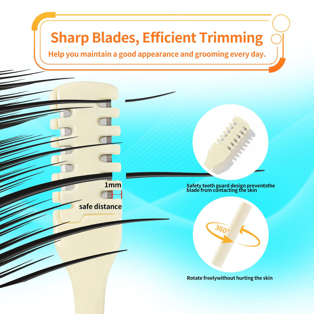 Haipeiyl 12 PCS 360°Manual Nose Hair Trimmer, Dual-Blade Manual Trimmer for Women Men Double Sided Nose Hairs Remover Tool (Beige)