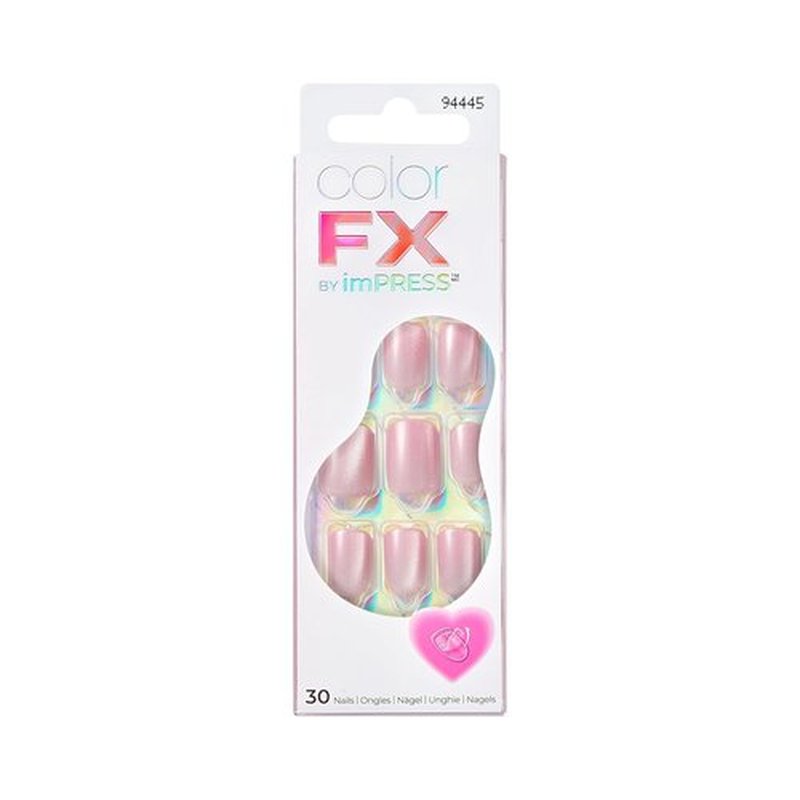 KISS ColorFX Press On Nails - 'Cherished' Pink Short Squoval | Improved Adhesive, 10-Day Hold, 30 Nails Included