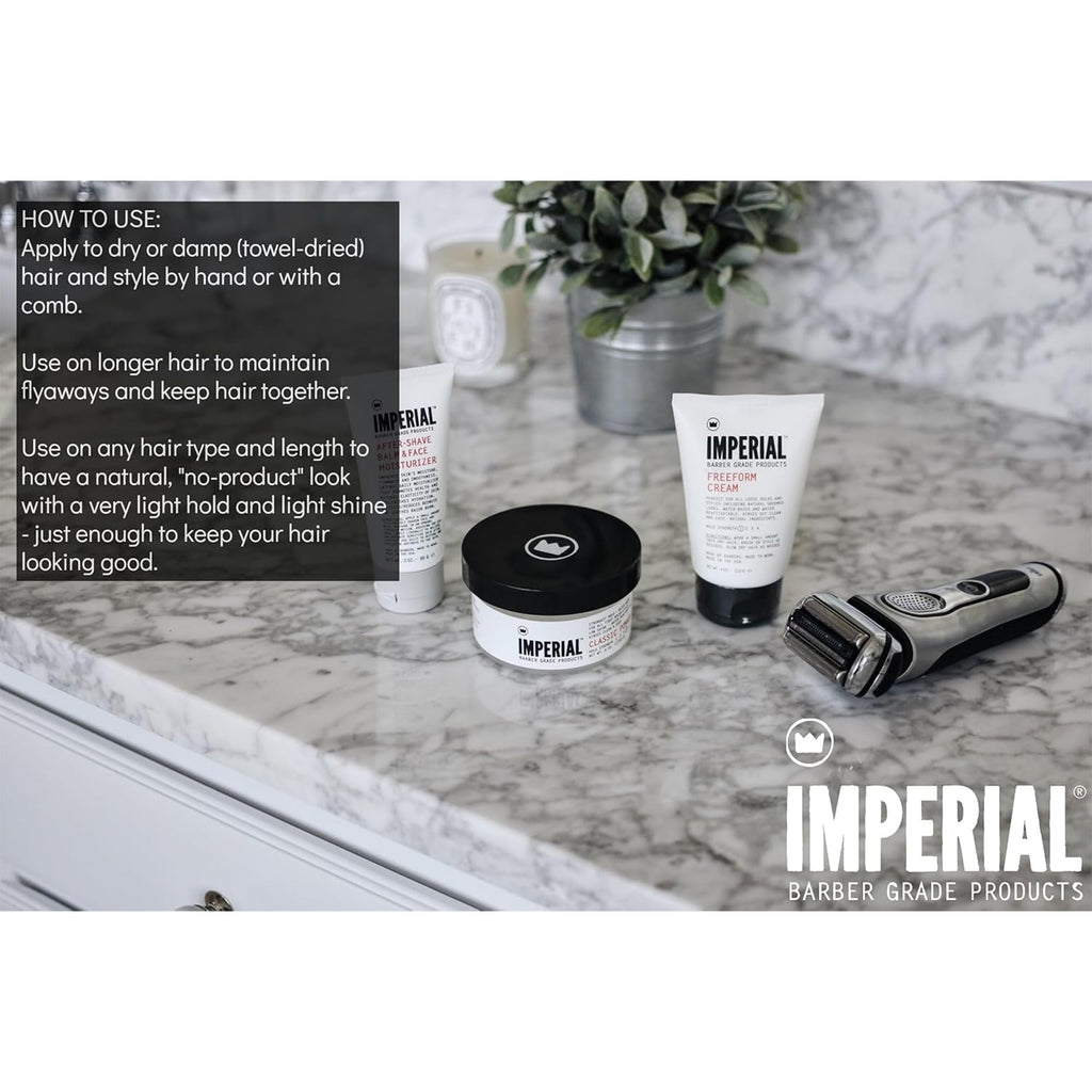 Imperial Barber Grade Products | FreeForm Cream, 4 oz | Light Hold | No Shine | Water-Based | Easy to Wash Out | For Loose Holds and Styles | Natural Groomed Look