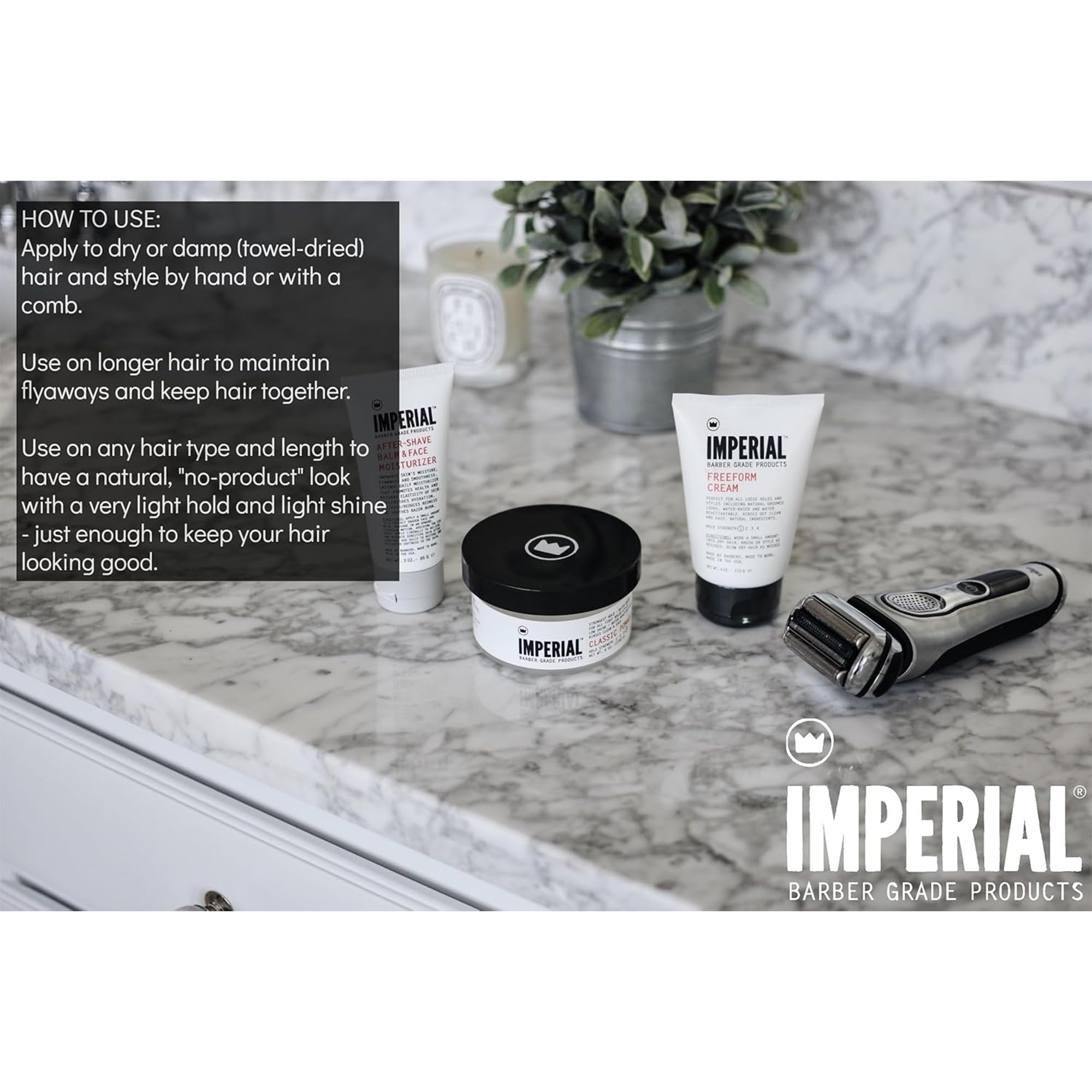 Imperial Barber Grade Products | FreeForm Cream, 4 oz | Light Hold | No Shine | Water-Based | Easy to Wash Out | For Loose Holds and Styles | Natural Groomed Look