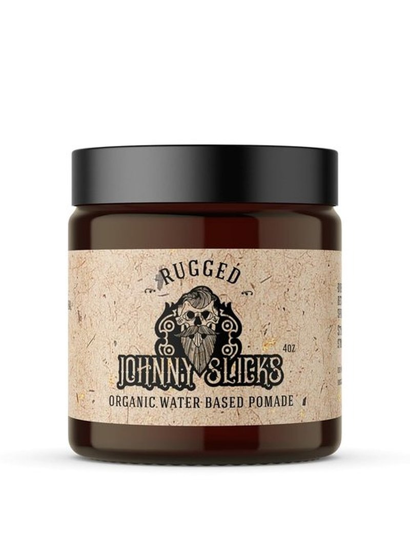 Johnny Slicks Water Based Pomade - Strong Hold & High Shine | Organic Styling for Men (Rugged, 4 Oz)