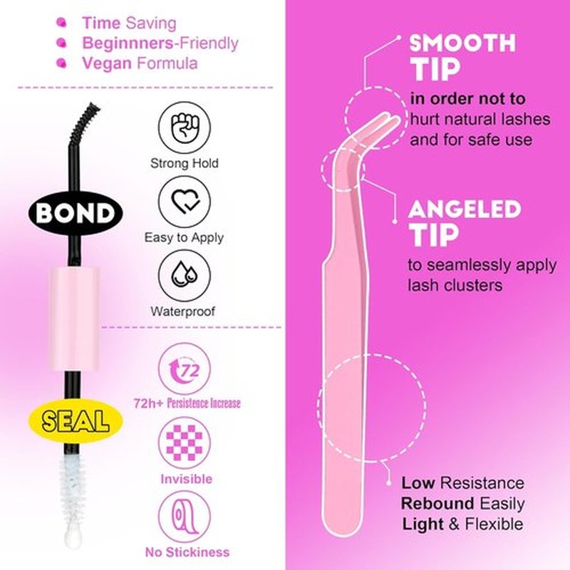 Pawotence Lash Extension Kit - 280pcs DIY Eyelash Clusters | 9-16mm 30D & 40D Individual Lashes, Bond & Tweezers
