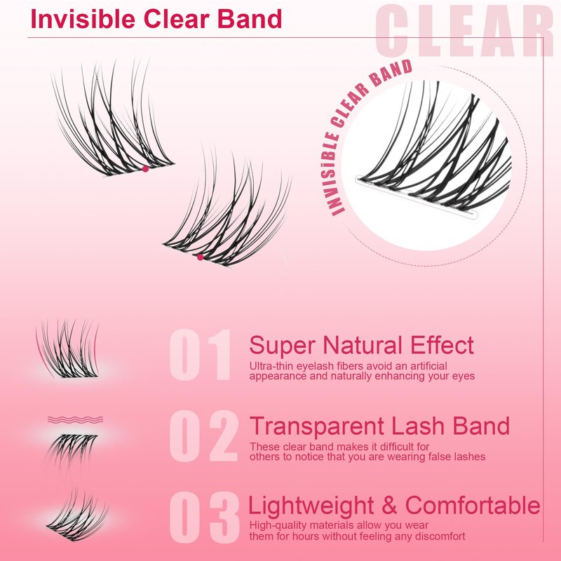 YOONOYA Wispy Lash Clusters 140 Pcs 10mm Short Eyelash Clusters C Curl Cluster Eyelash Extensions Natural Wispy Cluster Lashes Reusable Individual Invisible Band Lash clusters (QX-10mm)