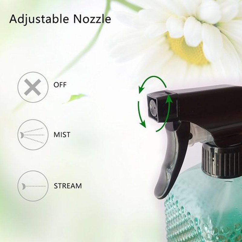 Plant Mister Glass Spray Bottle - 13oz Reusable Green with Adjustable Nozzle for Indoor Plants & Gardening