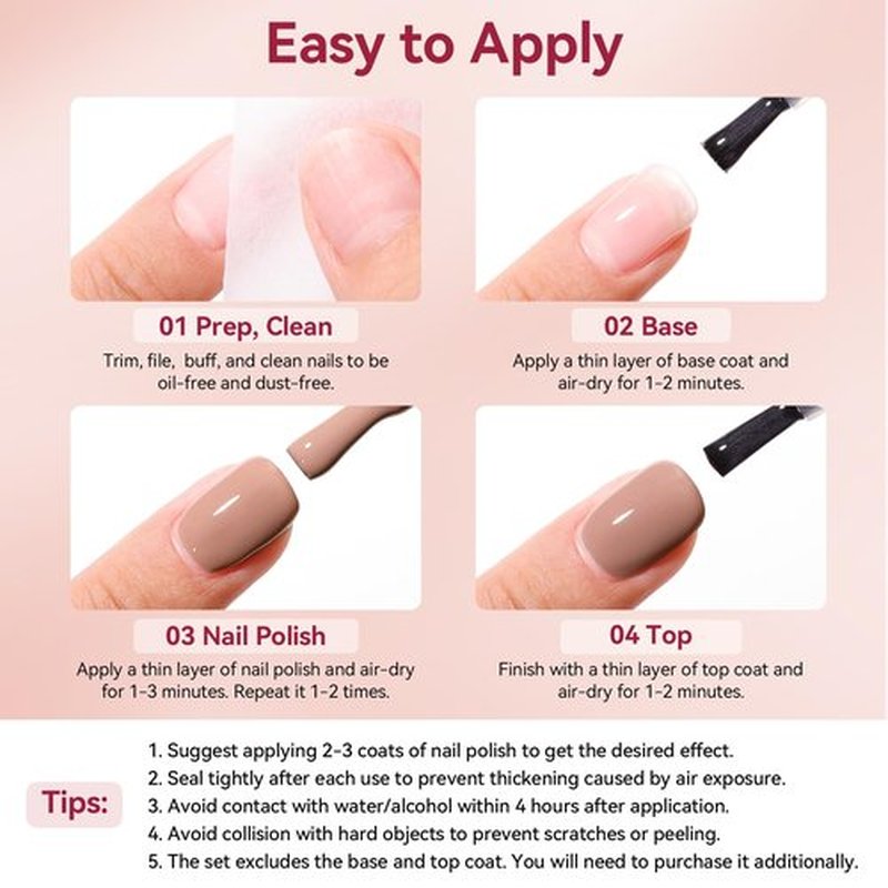 Nailshion Nude Grays Nail Polish Set, 6 Colors Nude Pink Brown Red Dusty Rose Nail Polishes Neutral Color for All Seasons, Fast Air Dry Nail Art DIY at Home Manicure Gift for Women Girls