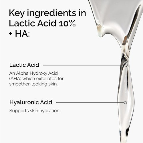 The Ordinary Lactic Acid 10% Exfoliating Serum - Hydrate & Brighten Skin, 1 Fl Oz
